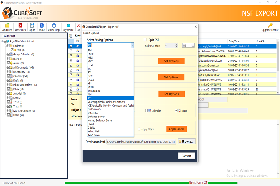 cubexsoft nsf export